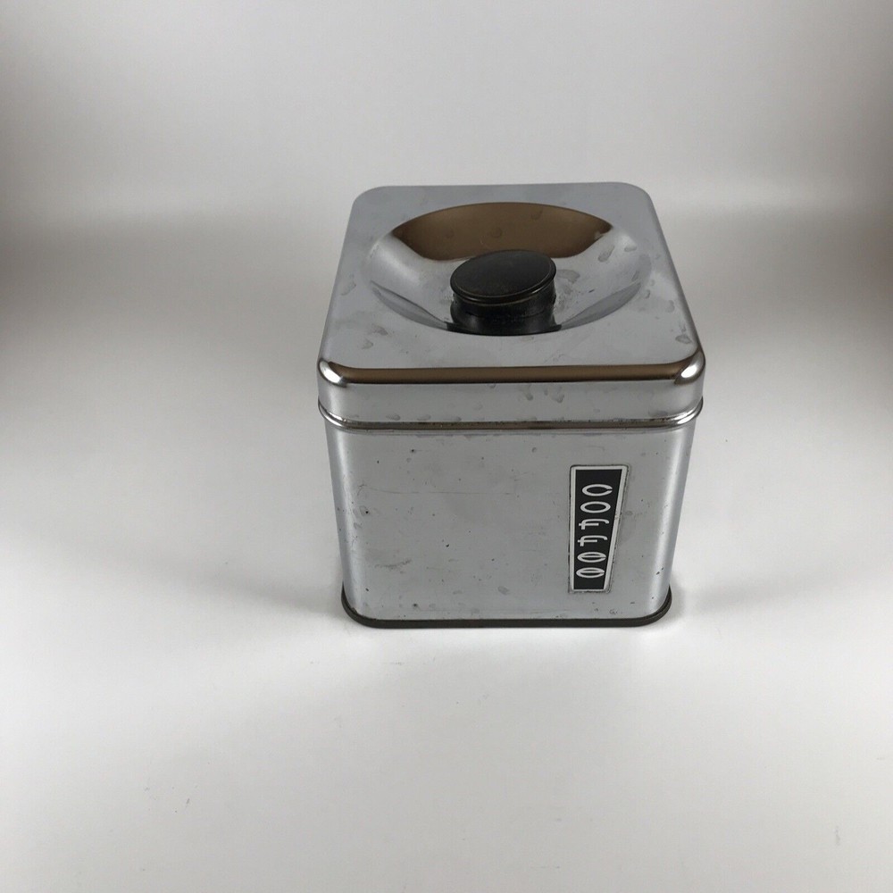 Lincoln Beautyware Chrome Coffee Canister Vintage MCM